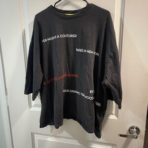 Pyer Moss Black Tee with Yellow Brand Tag No Size Tags